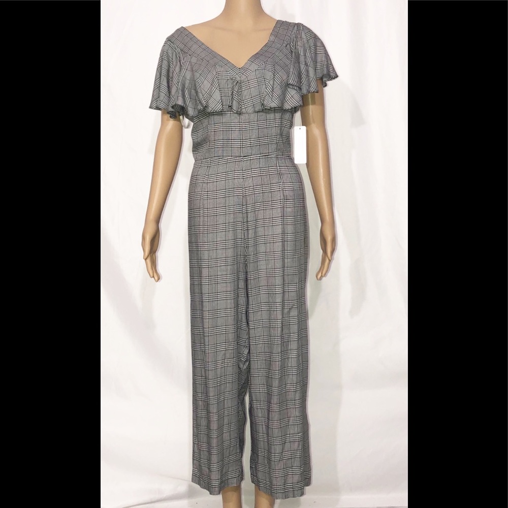 Laundry - Glen-Check Ruffle-trimmed culotte jumper - Picture 3 of 4